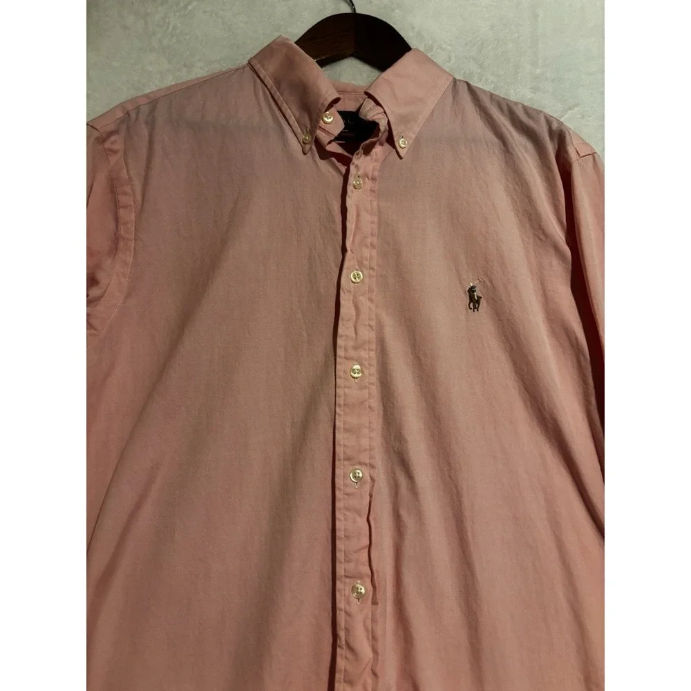 Polo Ralph Lauren Men's Shirt 17 36/37 Classic Fit Pink Oxford Dress Work Preppy